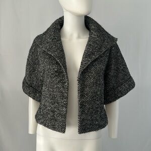 Calvin Klein Exclusive Wool Blend Cropped Jacket Herringbone Gray S